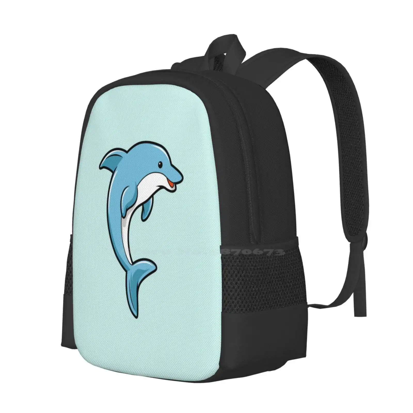 Cute Dolphin Large Capacity School Backpack Laptop Bags Cute Dolphin Dolphins Dolphin Character Animal Ocean River Dolphin Cute