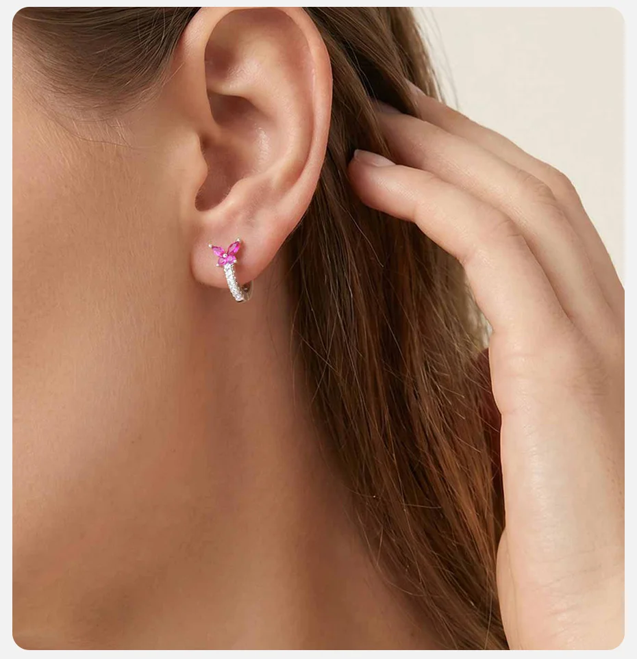 Vnox Trendy Luxus-Ohrringe mit bunten Schmetterlingen und Zirkonia für Damen, glänzende Kristall-Schleifen-Blumen-Ohrringe, Brautschmuck für Hochzeiten. – Detail 17