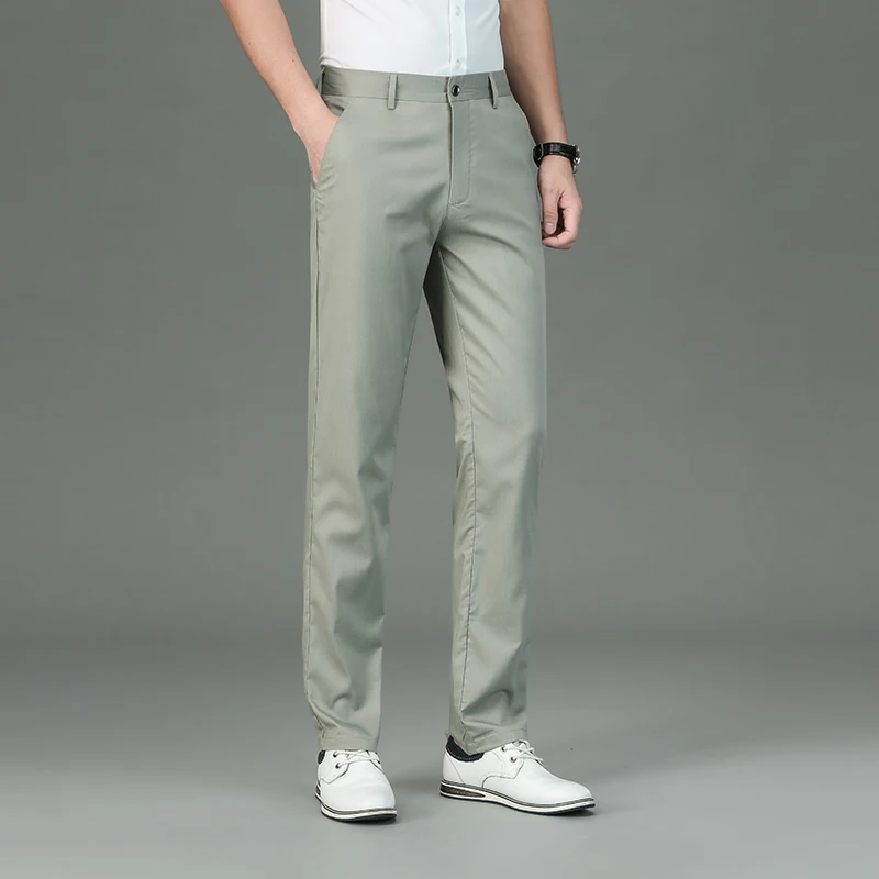 2024 neue modale Freizeit hose Herren High-End und modische Sommer dünne lose gerade Anti-Falten-Business-Hose