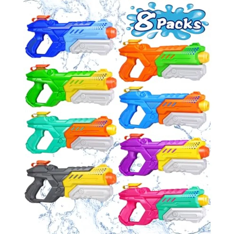 8 Pack 600cc Water Guns for and Adults, Large Capacity Pump Action Super Squirt Blasters Soaker with Long Range up to 32 FT, Su