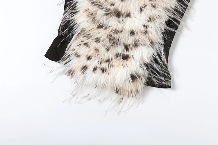Weird Puss Leopard Furs Tanktop Damenmode Hottie Quasten-Neckholder Rückenfrei Patchwork Mitternacht Street Club Sexy Wild Chic Weste – Detail 9