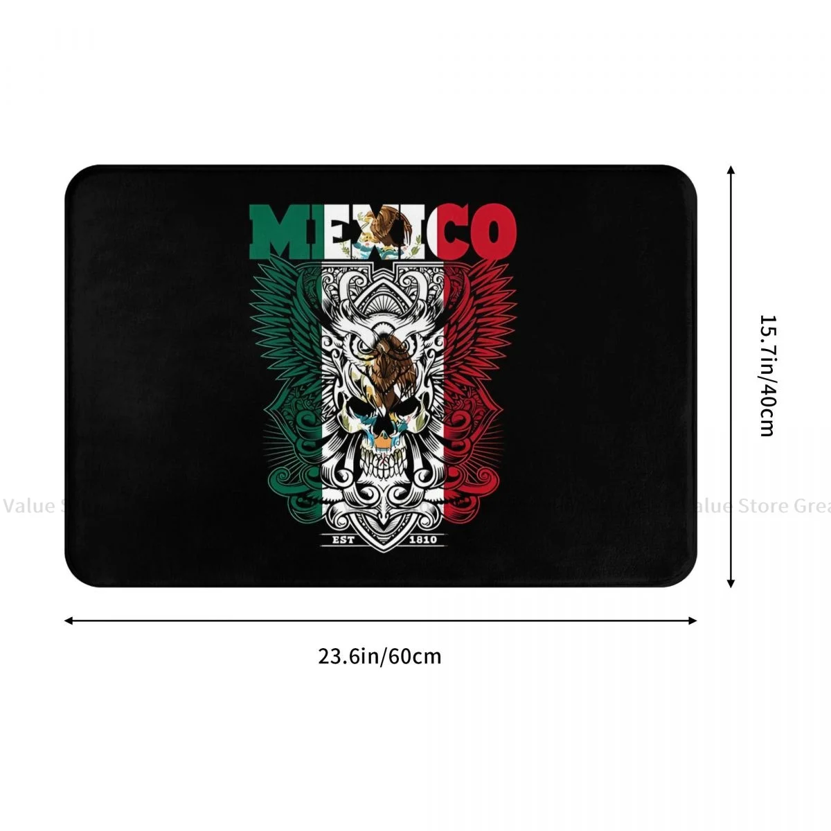 Mexico Skull Anti-Slip Doormat Bath Mat Mexican Flag Dark Guardian Hallway Carpet Welcome Rug Bedroom Decor