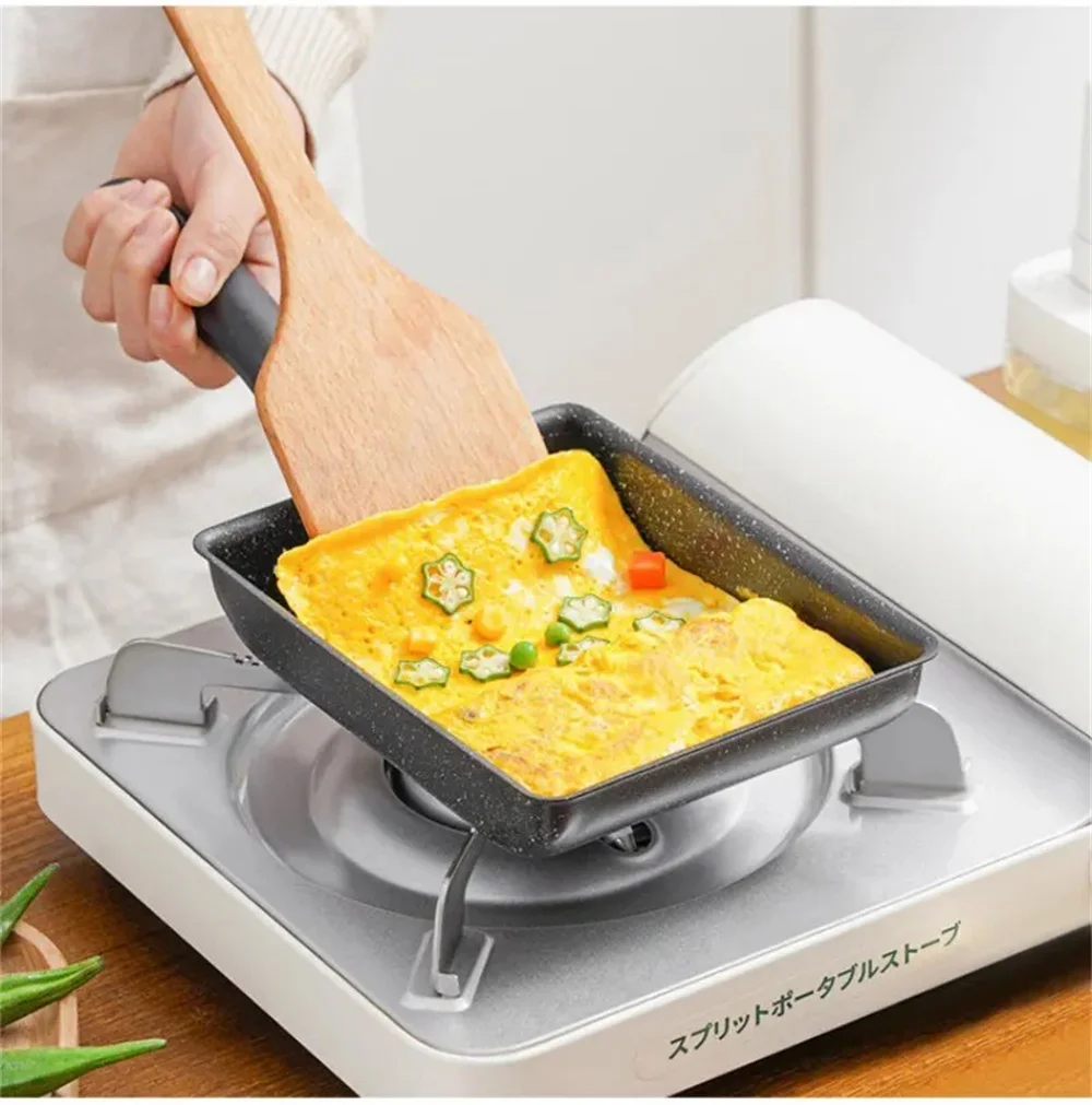 Maifan Stone Frying Pan Non-stick Pans Square Cast Iron Cookware Pans Breakfast Pan Egg Roll Skillet Cooking Pot Non Stick