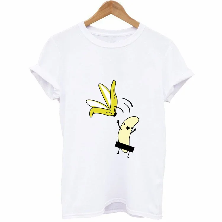 Banana Print T Shirt Fashion Tops New Women T-shirt Short Sleeve Clothing Aesthetic Tees Female T-shirt Streetwear Camisas Tee