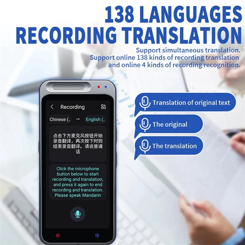 Imagem -03 - Intelligent Voice Translator 138 Idiomas Tradutor Simultâneo Tradução de Fotos Durável Fácil de Usar Novo z6 ai