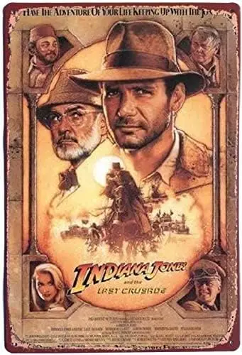 Metal Tin Sign,Indiana Jones and the Last Crusade Movie Poster,Vintage Retro Metal Tin Sign Wall Decor,8 X 12 inch