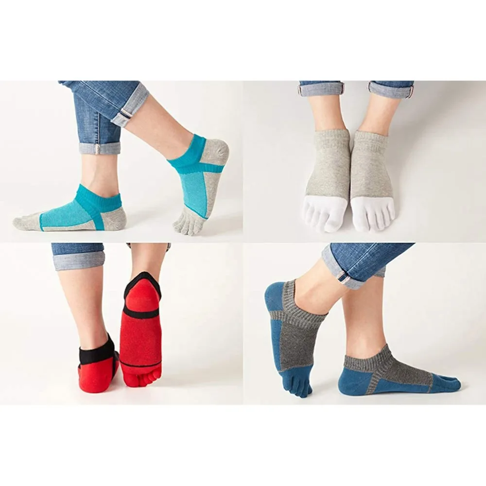 

5 Pairs Men's Socks Breathable Toe Socks Mesh Wicking Five Fingers Socks Cotton Running Socks Sports