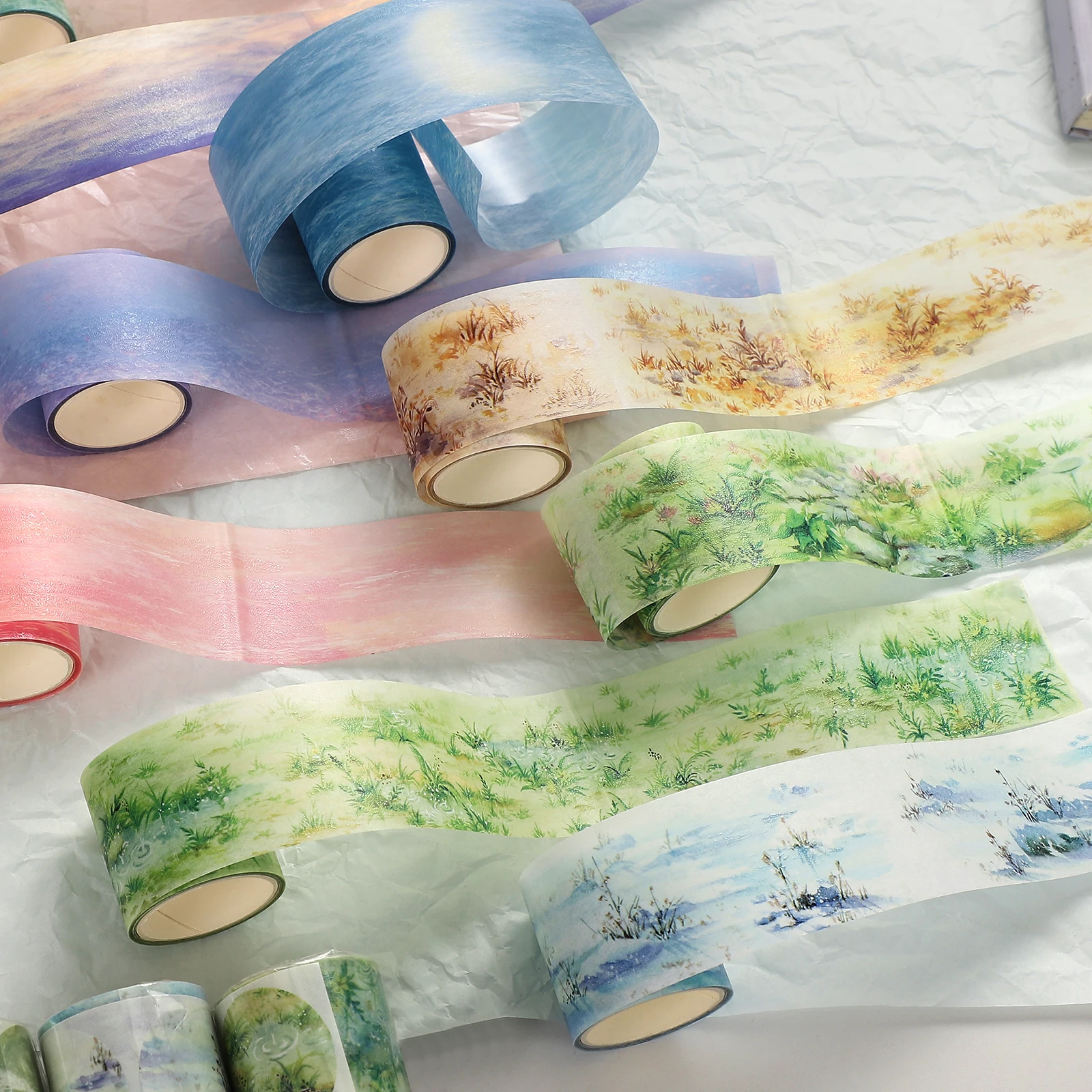 JIANWU 40mm*200cm Simple Literary Landscaping Starry Sky Special Oil Washi Tape Creative DIY Journal Collage Decor Stationery