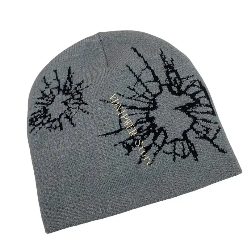 قبعات محبوكة بتصميم زجاجي داكن للجنسين من الأكريليك لأزياء الشتاء D08E #4