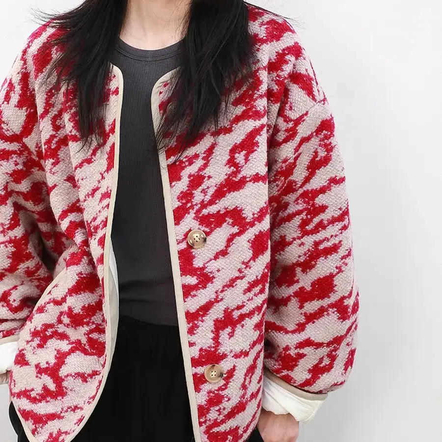 

High Quality Zebra Print Women Reversible Coat Warm Single-Breasted Autumn Winter Jacket Lady Outerwear