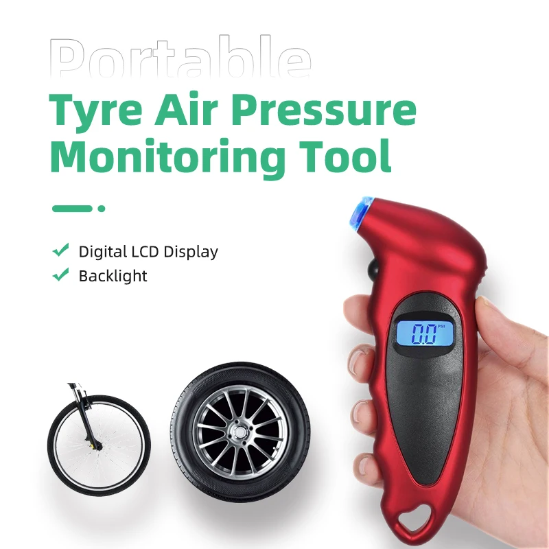 

Высокоточный монитор давления в шинах — цифровой манометр с подсветкой, автомобильный портативный ЖК-дисплей для проверки давления воздуха