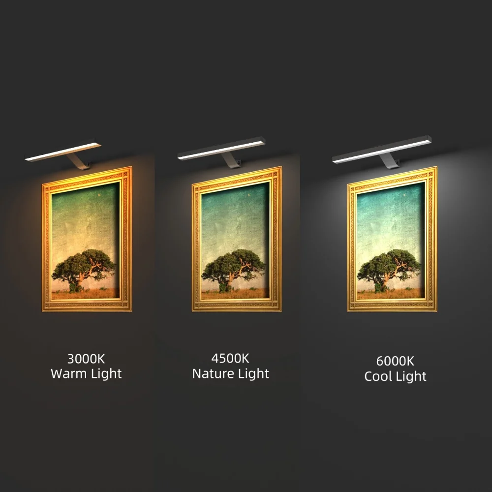 4000mAh LED Rechargeable Wall Lamp Modern Remote Control 3 Color Dimming Wireless Bathroom Mirror Light Aluminum Picture Lights