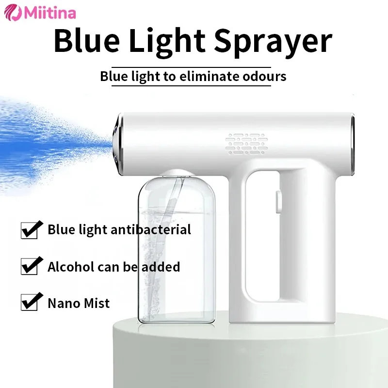 Pet disinfection pistol; nano atomization disinfection; handheld spray gun; blue light sterilization USB charging disinfection