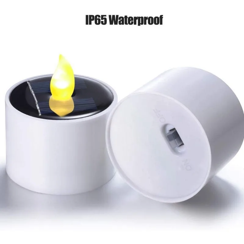 6pcs Solar LED Candle Decorative Outdoor Waterproof Switch Simulated Candle Lamp Battery Powered for Wedding Party Decorative