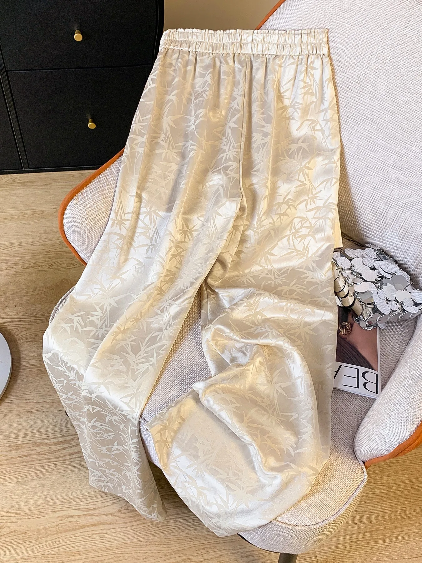 New Chinese Style Wide Leg Pants Women's Spring Soft Loose Draped Slim Straight Casual Long Trousers Ethnic Fashion