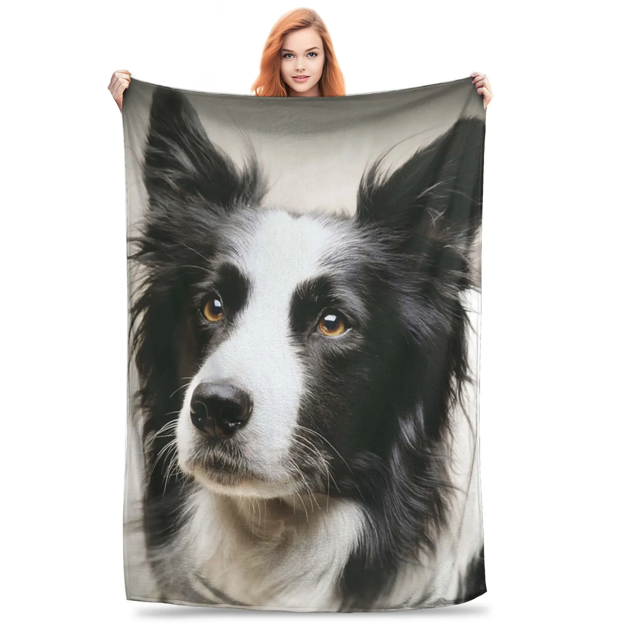 Working Border Collie Blanket Soft Warm Flannel Throw Blanket Bedspread for Bed Living room Picnic Travel Home Sofa