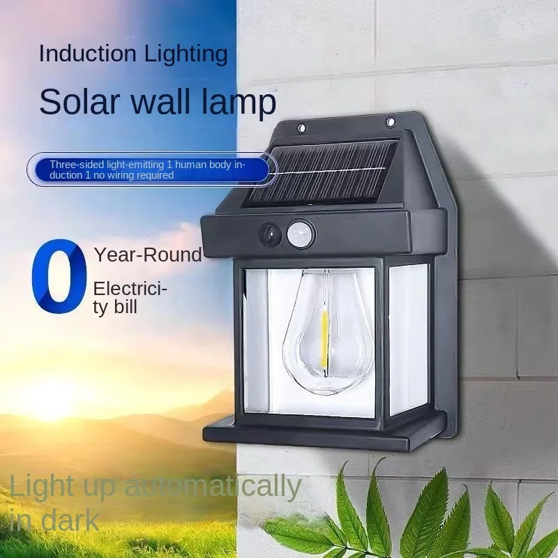 

Солнечная настенная лампа, водонепроницаемый вольфрамовый беспроводной датчик движения, наружное освещение для внутреннего дворика, крыльца, гаража