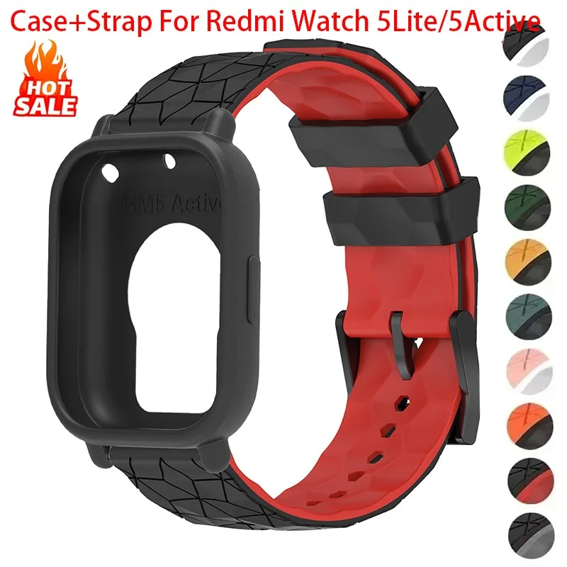 Neue Silikon-Schutzhülle + Armband für Xiaomi Redmi Watch 5, aktive/5 Lite, Anti-Drop-Abdeckung, Bildschirm, weiche Schale, atmungsaktives Sportband