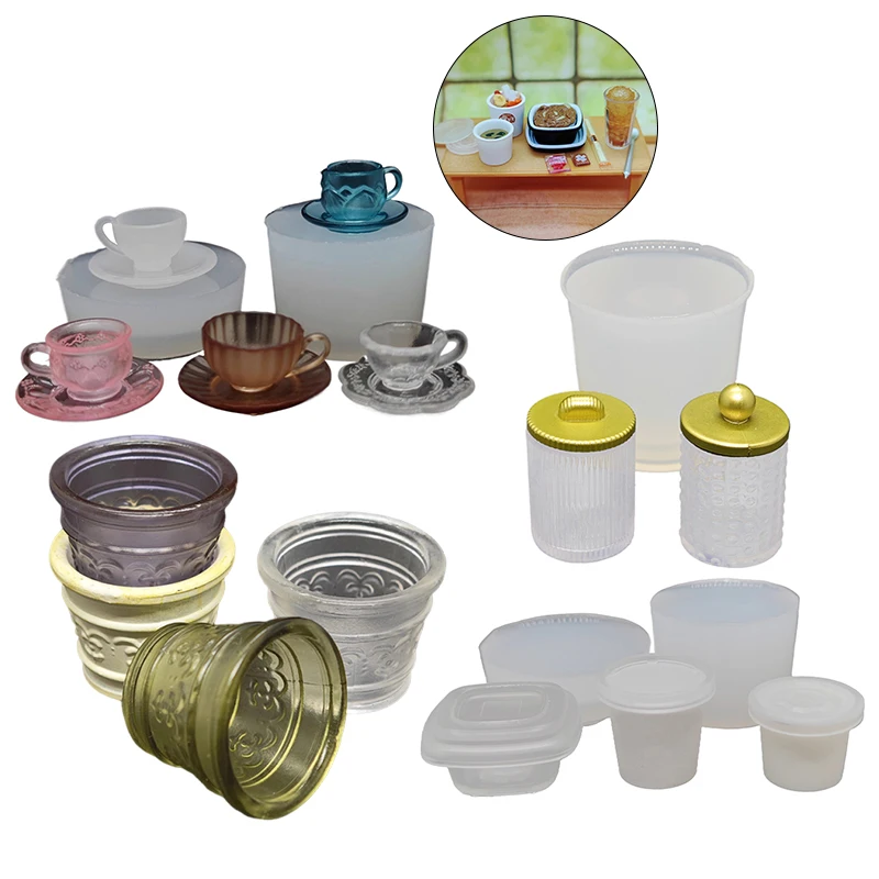 1 шт./1 компл., миниатюрная чайная чашка для кукольного домика/упаковочная коробка, силиконовая форма, УФ-эпоксидная форма для оборотника, аксессуары для кукол, игрушечное украшение для сцены