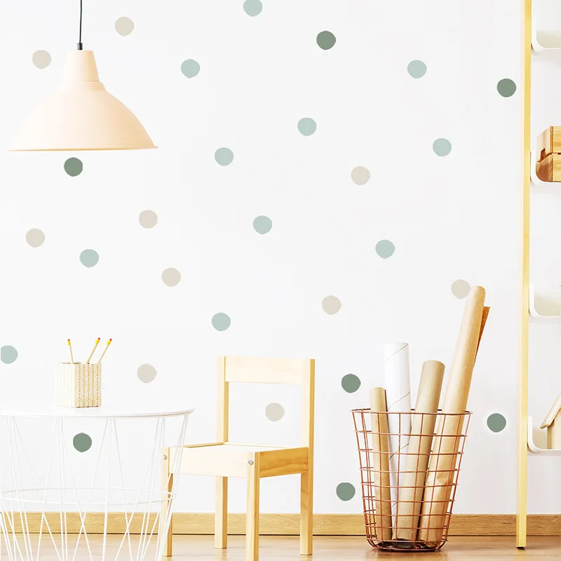 `Boho Morandi Color Polka Dots Wall Sticker Neutral Dot Vinyl Decal Removable Kids Baby Nursery Bedroom Background Mural Home De