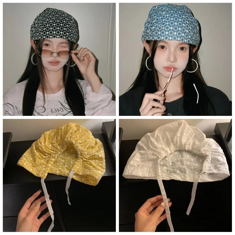 أنيقة الشرير Y2k طباعة البلوز القبعات خمر Ins المطبوعة بيني قبعة الهيب هوب الكورية نمط المرأة قبعة عمامة عطلة #6