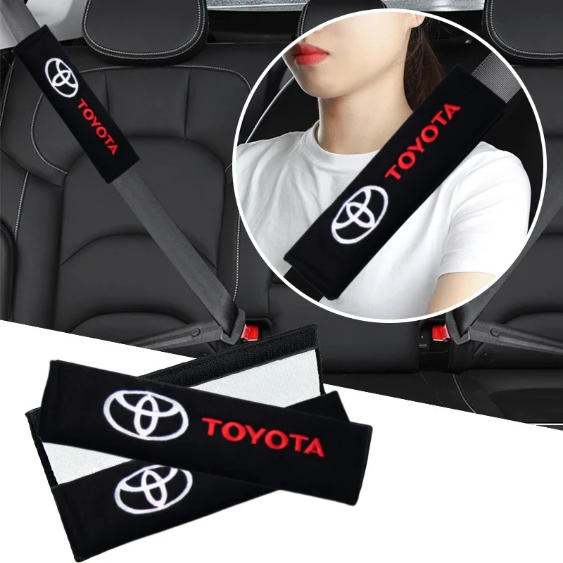 Car Seat Belt Covers Cotton Shoulder Protection Pads For Toyota logo Corolla Camry Rav4 Yaris Hilux Prius Auris Accessories