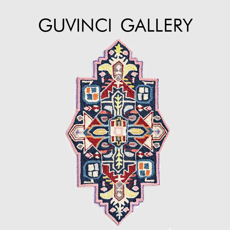 GUVINCI Kilim Style Turkish Carpet Luxury Craftsmanship Doormat Vibrant Geometry Decorative Floor Mat Boho Exotic Rugs 80x150cm