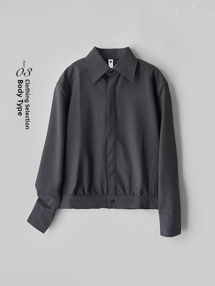 

Ele ort irt Jaet Men's Faion Slim Fit Design Turn-down Collar Autumn Winter Outerwear Polyester Viscose Spandex