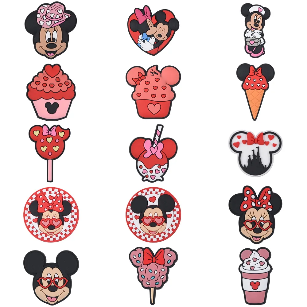 

1pcs Minnie Mouse & Mickey Mouse Shoe Charms, Cartoon Food Decorations with Cupcakes, Ice Cream, Lollipops for Shoes