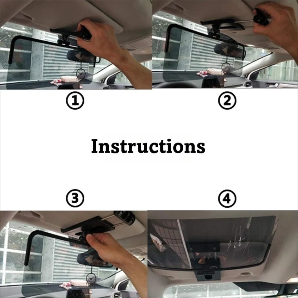 360-Degree Adjustable Car Sun Visor Extender Large Polarized Car Sunshade Extender Secure Buckle Attachmen UV400 Protection 4