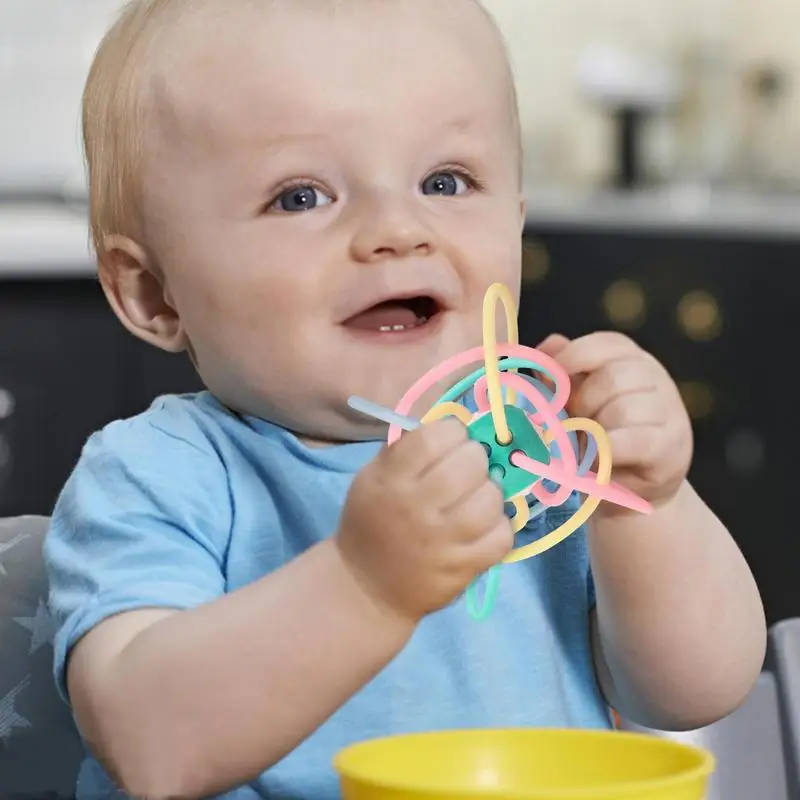 Baby Manhattan Ball zabawka ząbkowanie sensoryczne dla małego dziecka grzechotka z ząbkami sensorycznymi dla rozwoju intelektualnego i poznawczego