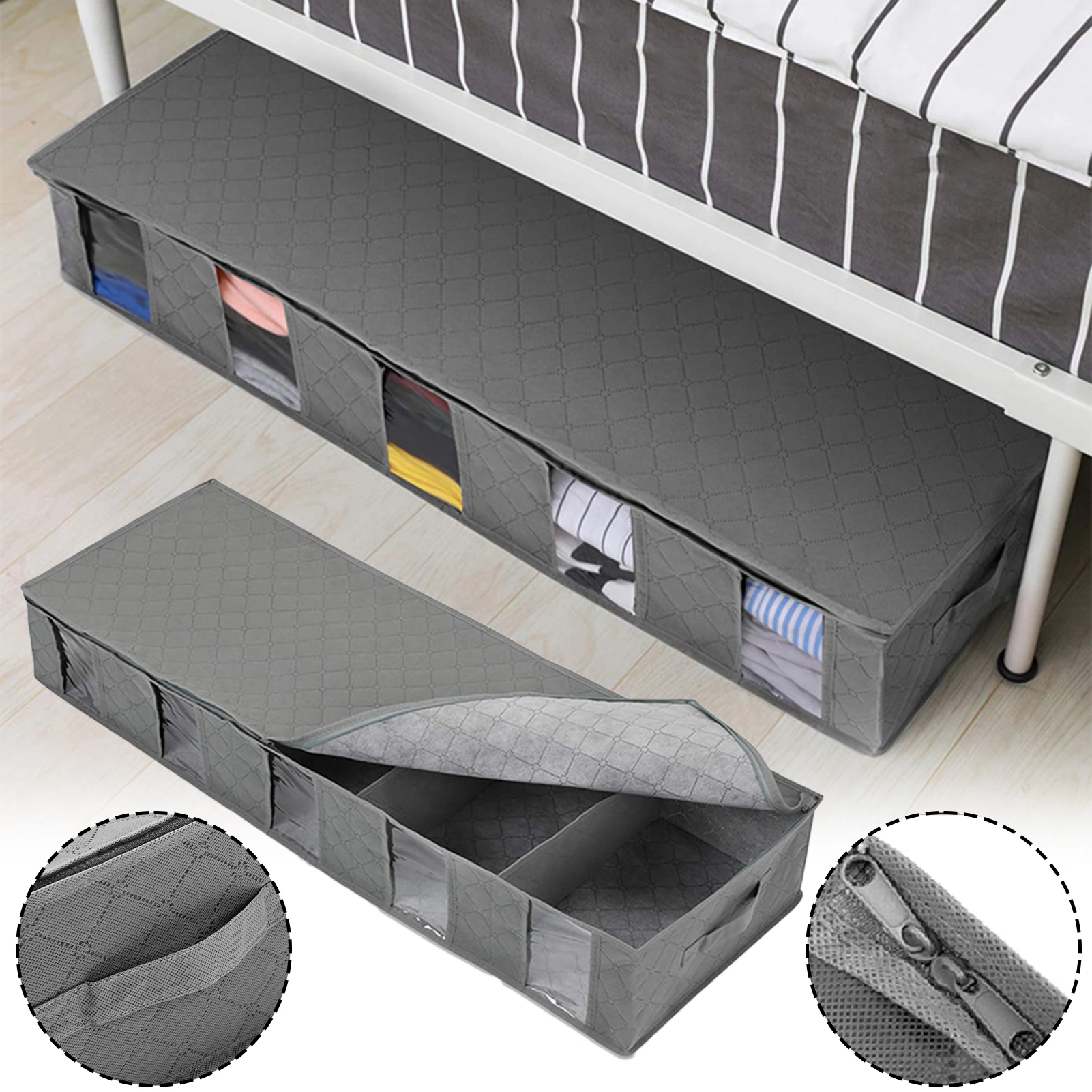 

Foldable Under Bed Storage Bags Heavy Duty Underbed Storage Bag With Handles For Nap Blanket