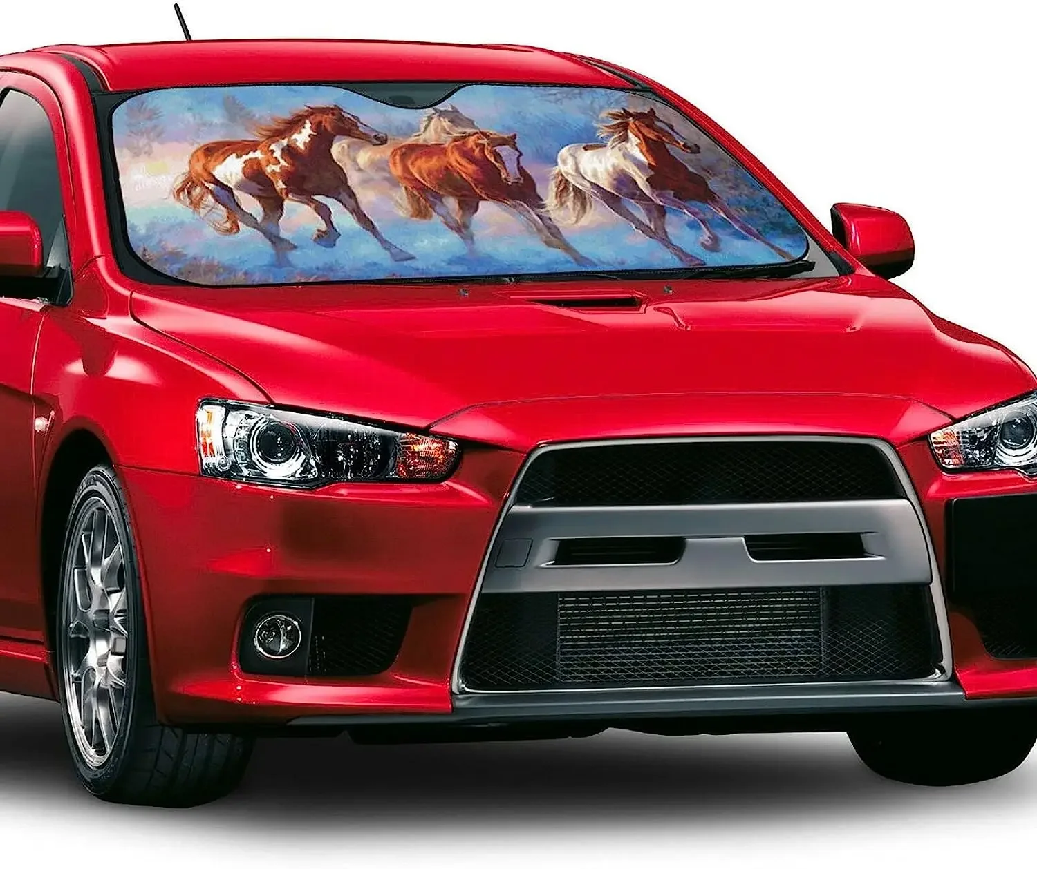 Horses Car Windshield Sun Shade Front Window Blocks UV Rays Accordion Folding Visor Protector Shield Auto Sunshades Cover