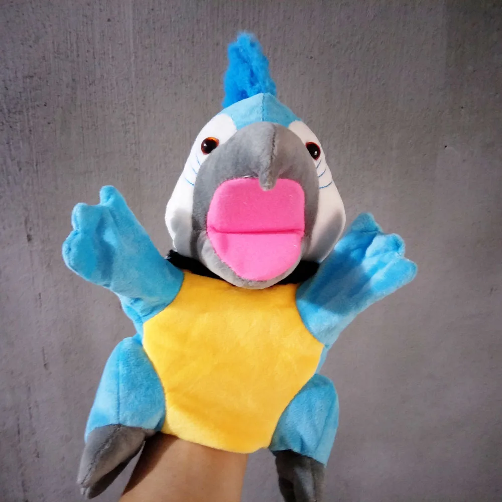 

Cartoon Hand Puppet Plush Toy Blue Parrot Bird