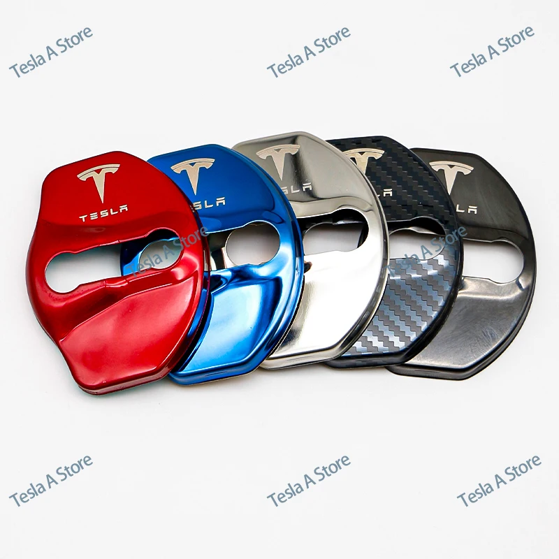 4PCS Car Door Lock Cover Tesla  Anti-Rust Decorative Premium Protective Cover for Tesla model 3 Y Model X  Auto Accessories