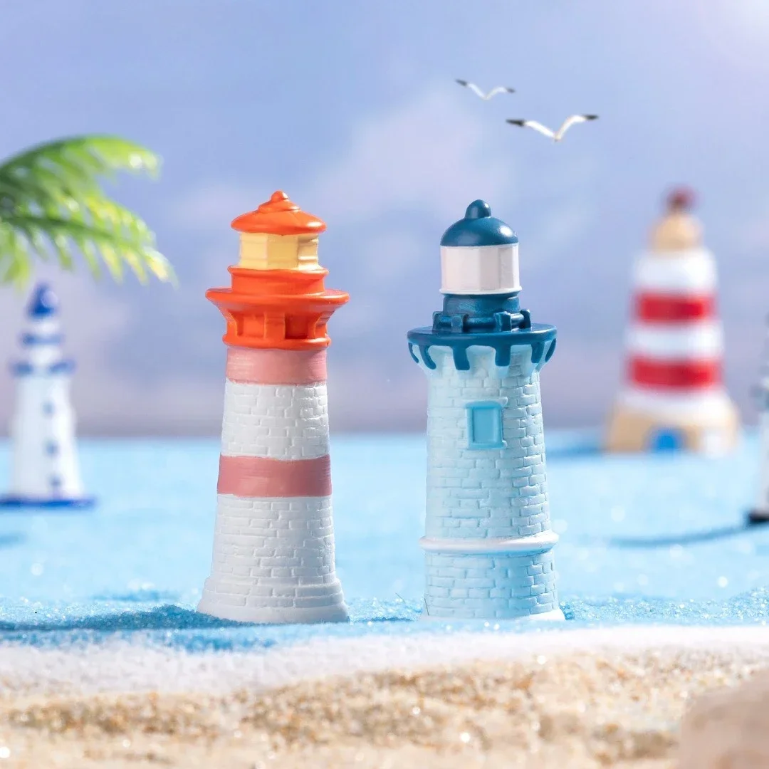

Nautical Ocean Lighthouse Sculpture Micro Landscape Beacon Tower Ornaments Figurines Resin Crafts Dollhouse DIY Home Decor