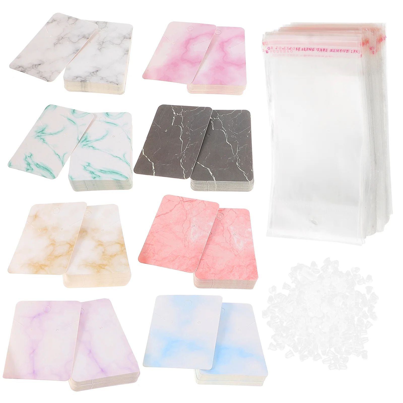 مجموعة واحدة من بطاقات عرض المجوهرات، مجموعة من بطاقات القرط بنمط رخامي متضمنة لقلائد الأذن، منظم حامل تغليف الهدايا #3