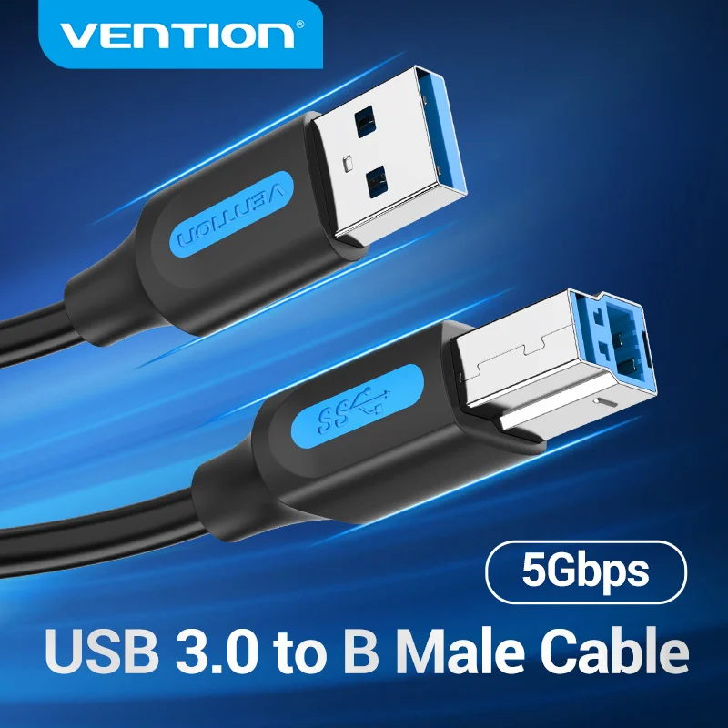 Vention USB Printer Cable USB 3.0 Type A Male to B Male Cable for Canon Epson HP ZJiang Label Printer DAC USB Printer 0.5m- 3m