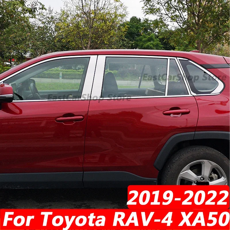 

For Toyota RAV4 RAV-4 XA50 2022 2021 2020 2019 Car Stainless Steel Door Window Middle Column Trim Protection Strip Accessories