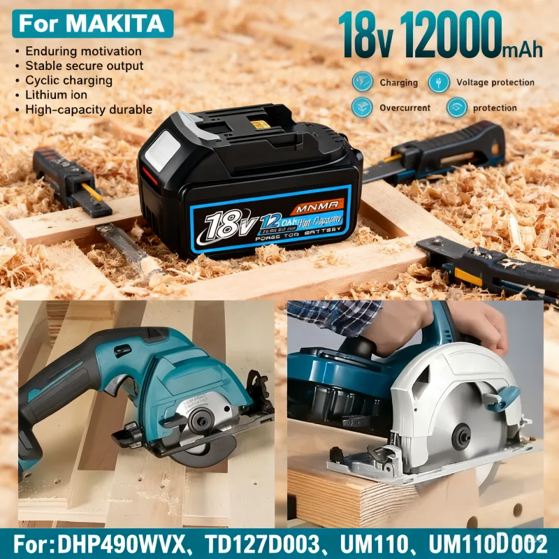 

For makita Battery12.0Ah ✅ 18v for makita tools battery for makita Drill DGA404 DDF487 DTW700Can replace BL1860B BL1850B