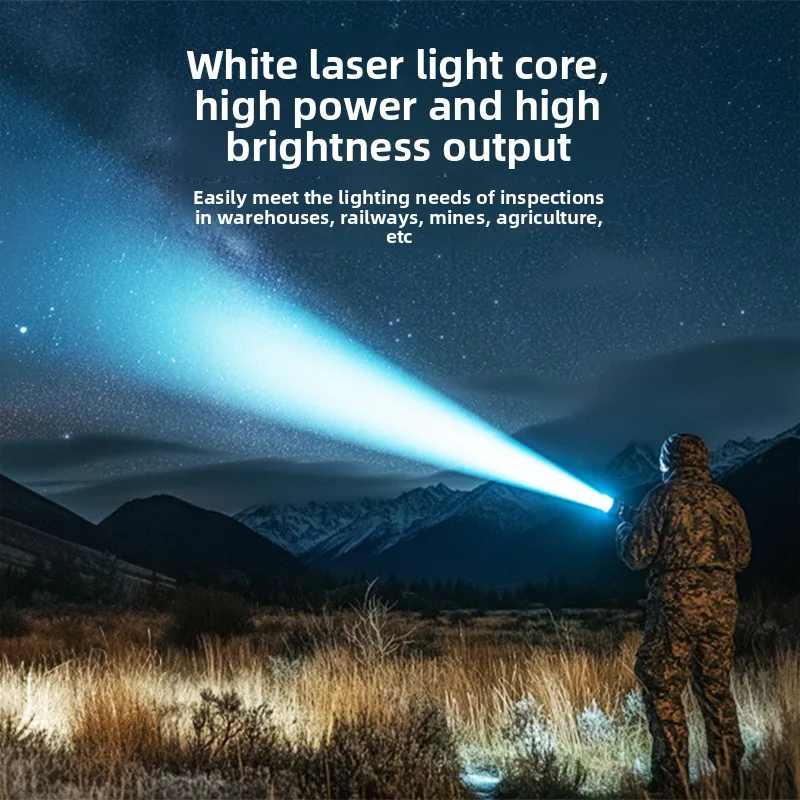 Black Island Flashlight Super Bright Long Distance Searchlight Rechargeable Large Capacity