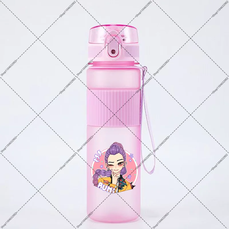 Botella de agua KPop Demon Hunters de 550ML, patrón de dibujos animados de Anime impreso, lindas botellas deportivas para exteriores para niños y niñas, regalos de fiesta de cumpleaños