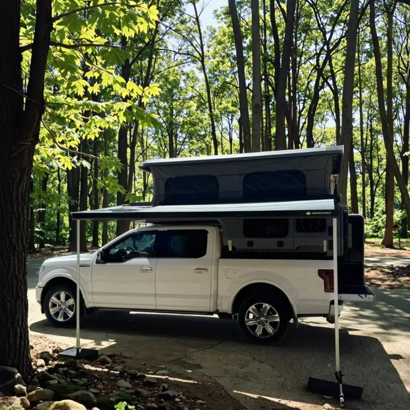 Direct Supply Truck Camper Fiberglass Aluminum Solar Ready Roof USB Charging Ports 3 Person Sleeping Outdoor Camping Customize
