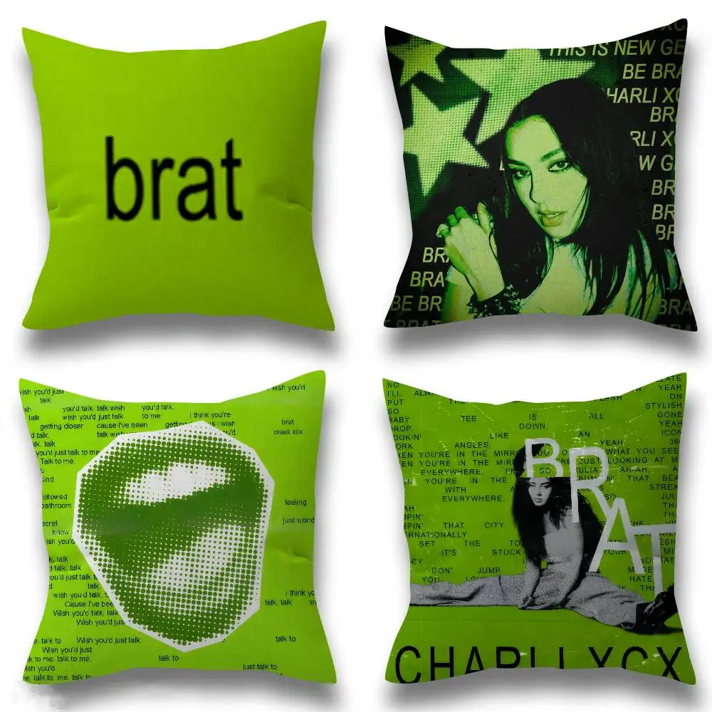 

Чехлы для подушек Singer C-Charli XCX BRAT, декоративные чехлы для дивана с мультяшным рисунком, двусторонняя печать, короткий плюш, милые чехлы для подушек