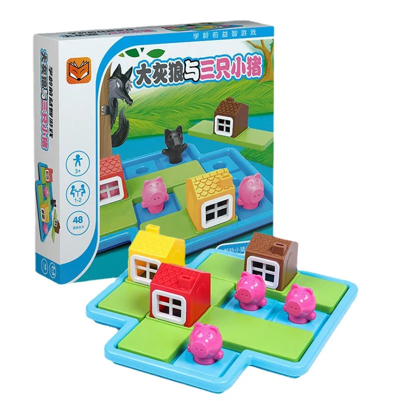 

Kids Toy 48 Levels Three Little Pigs Skill-Building Smart Board Game Child Training Challenge Educational Intelligence Toy