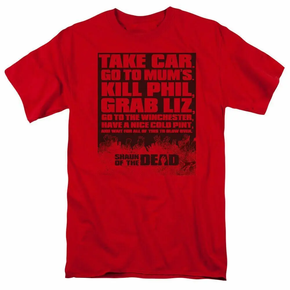 

Shaun of the Dead List T Shirt Mens Licensed Movie Tee Red