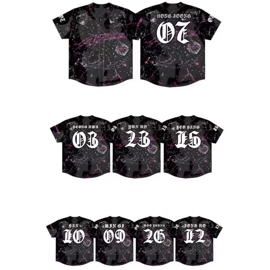Golden Hour Part 5 Album Baseball Jersey T-shirt Hongjoong Seonghwa Yunho Yeosang Mingi Wooyoung Jongho Short Sleeve Graphic Tee
