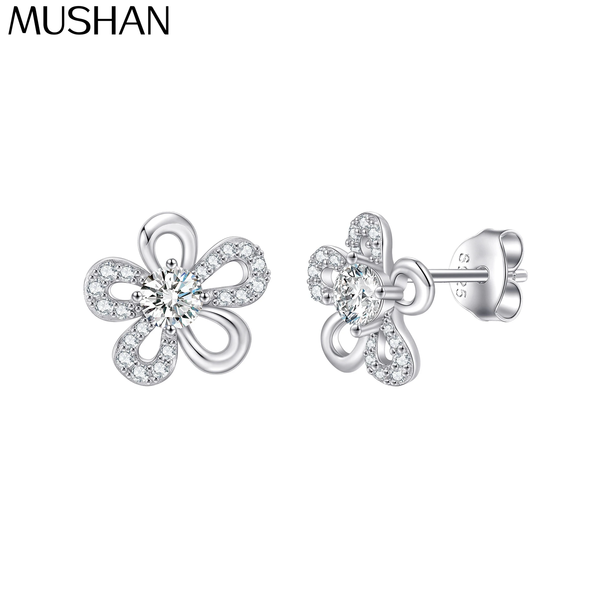 

MuShan Jewelry 925 Sterling Silver Stud Earrings Dangle HCD Gemstones Wedding Bridal Statement Jewelry Women Earring Fine Jewelr