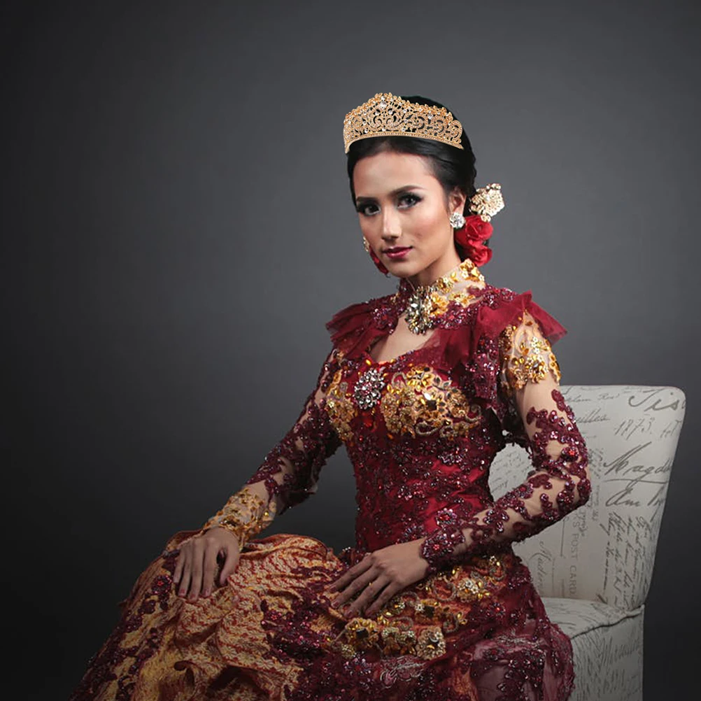 

Bridal Crown Accessories Golden Alloy Sparkling Headpiece Rhinestone Bridal Hair Hoop Stylish Hair Accessory Anti Rust Safe