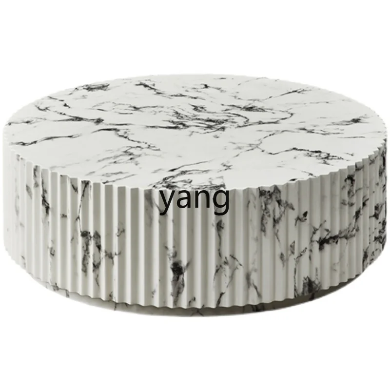 Yjq Modern Simple and Light Luxury Round Hall Home Complete Marble Texture Tea Table Bench